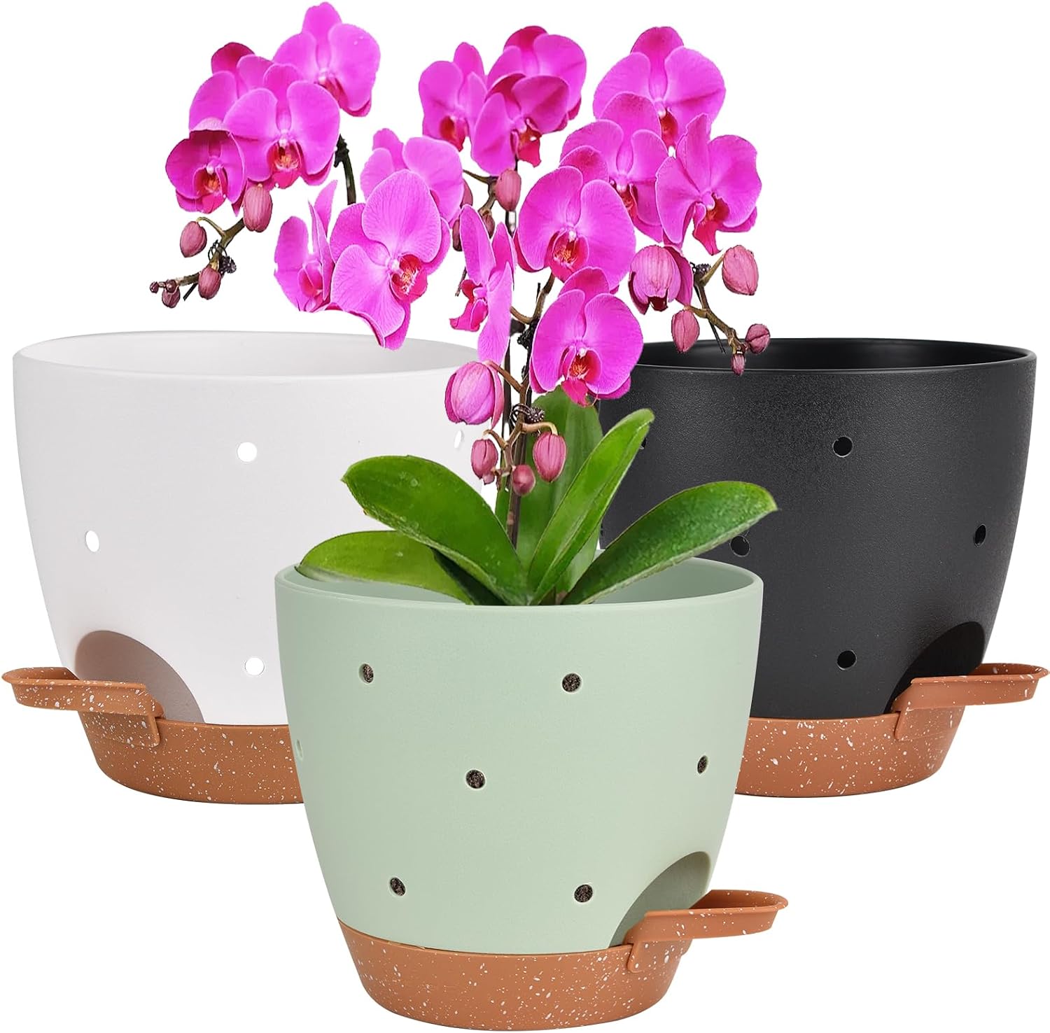 Orchid Pot, 6 Inch Orchid Pots with Holes, 3 Pack Self Watering Plant Pots - Image 15