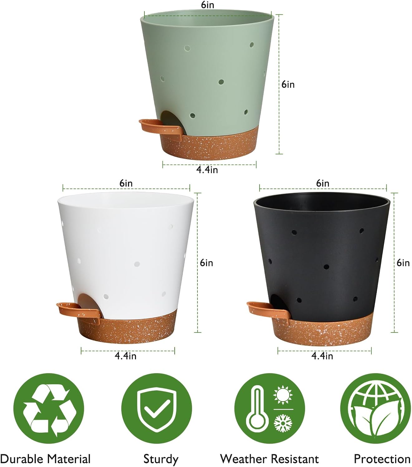 Orchid Pot, 6 Inch Orchid Pots with Holes, 3 Pack Self Watering Plant Pots - Image 3